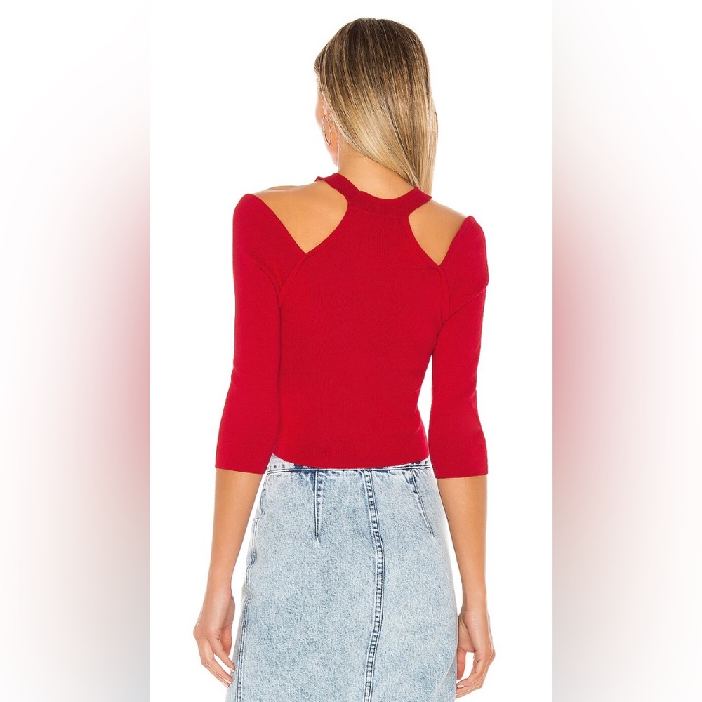 NWT NBD “Prate” Shoulder Cut-out Red Sweater XS - Picture 2 of 6